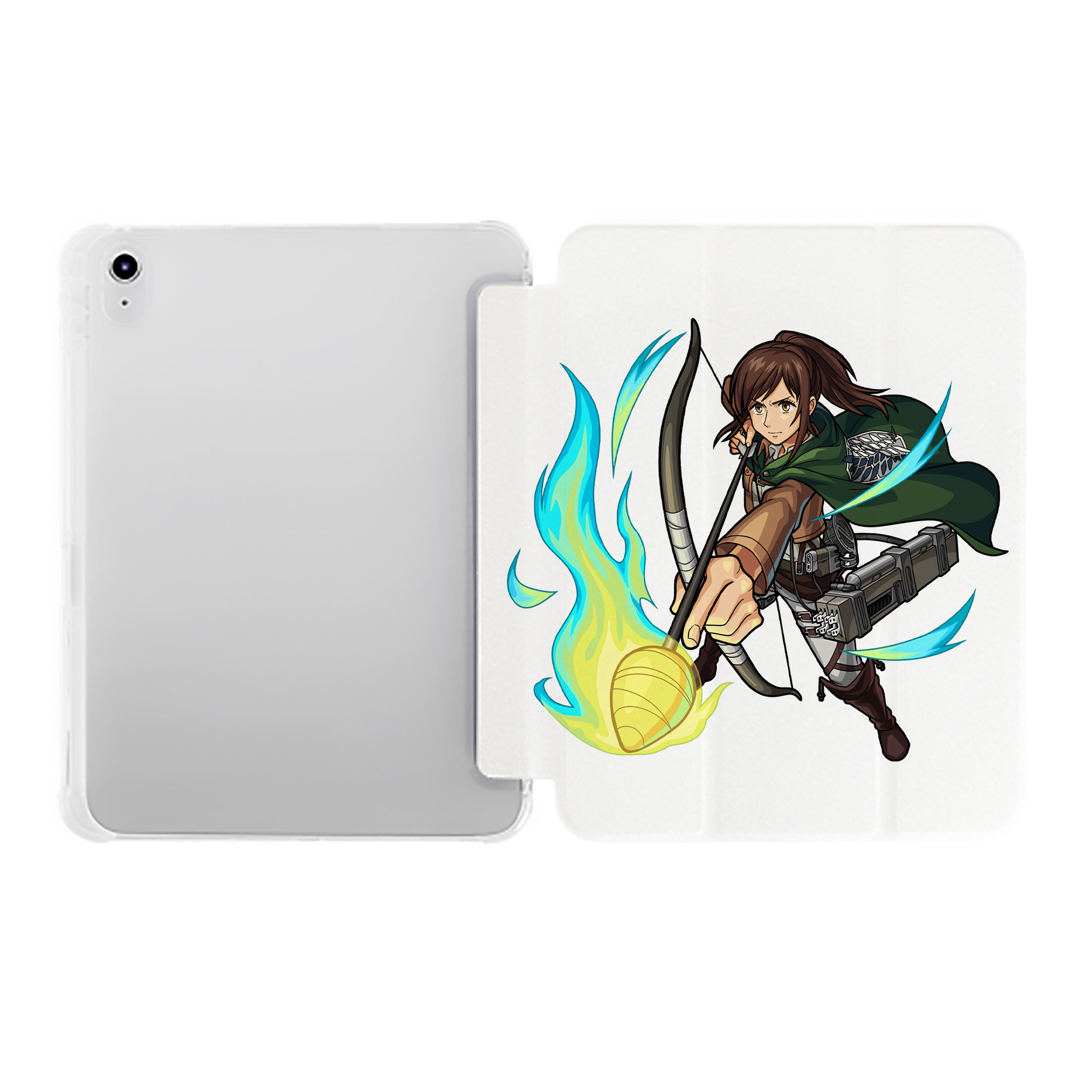 （画像用） 進撃の巨人 サシャ·ブラウス Attack on Titan Sasha Blaus IPad ケース ペン収納付き 三つ折りスタンド PUレザー×シリコン 対応機種9.5/10.5/10.9インチ